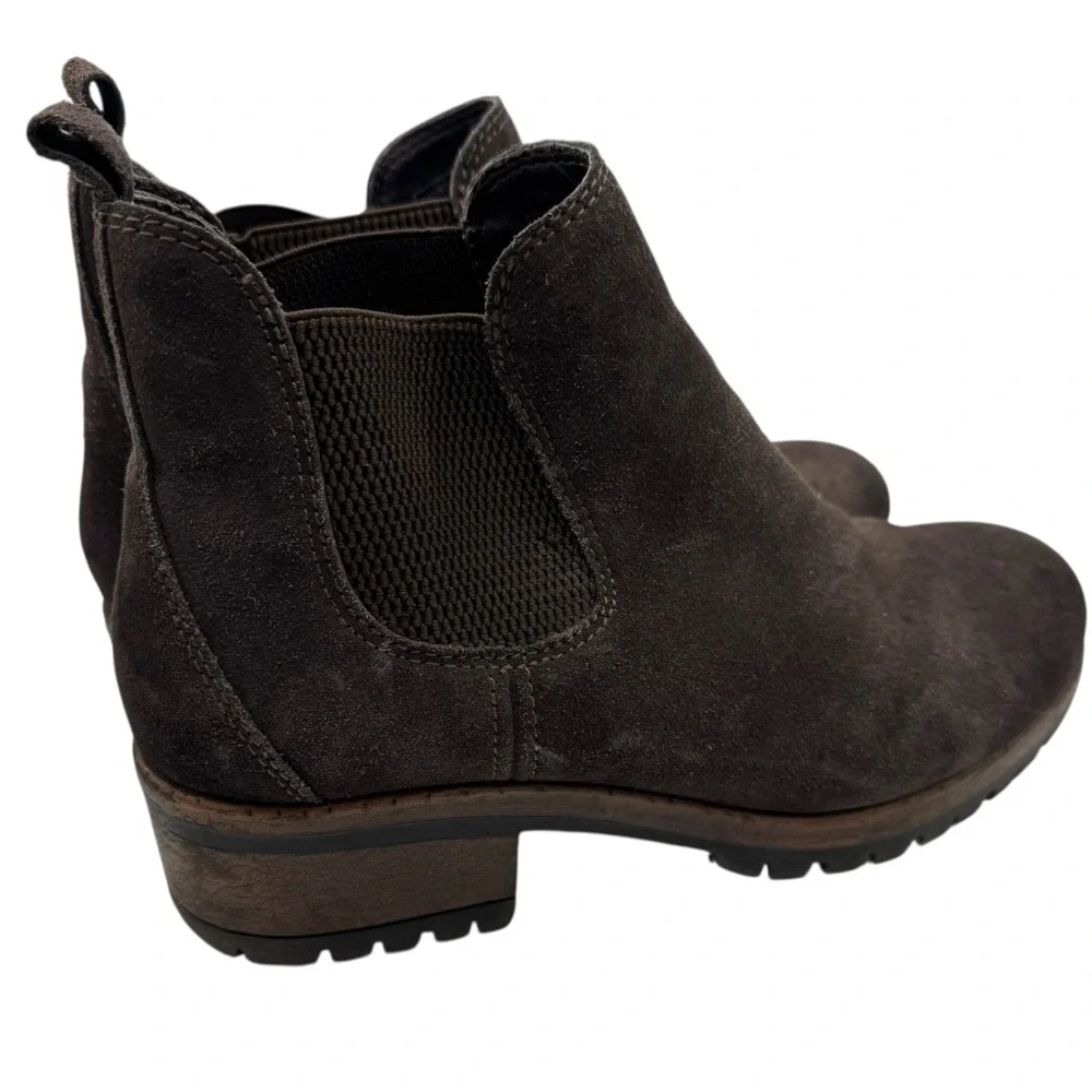 Salvia Cachet Dark Brown Suede Chelsea Pull On Ankle Booties - Size 38/ US 7.5-8